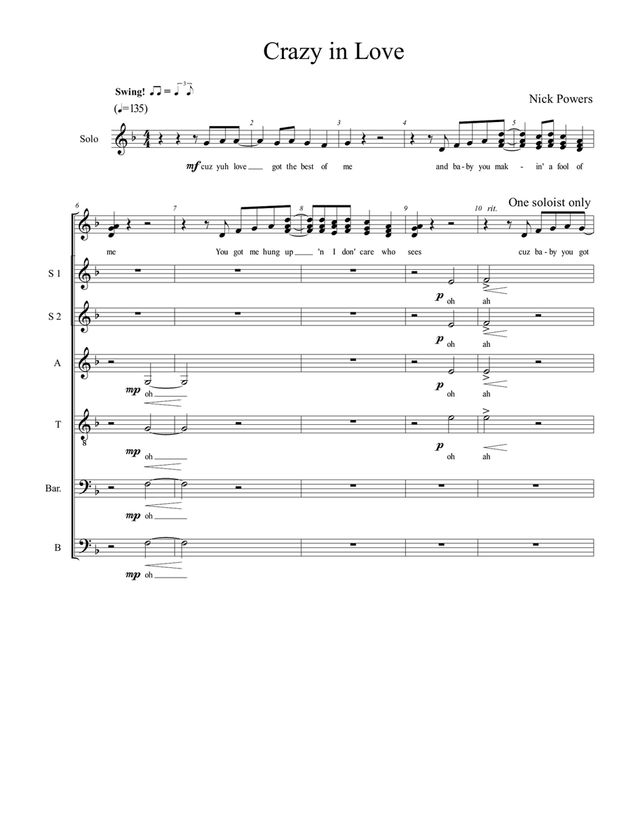Crazy In Love Divisi scores gallery preview page 1