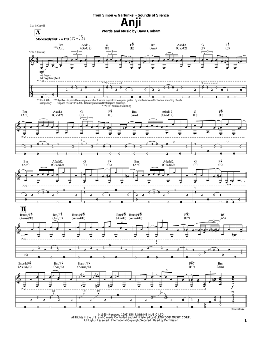 Anji Anji Acoustic Guitar scores gallery preview page 1