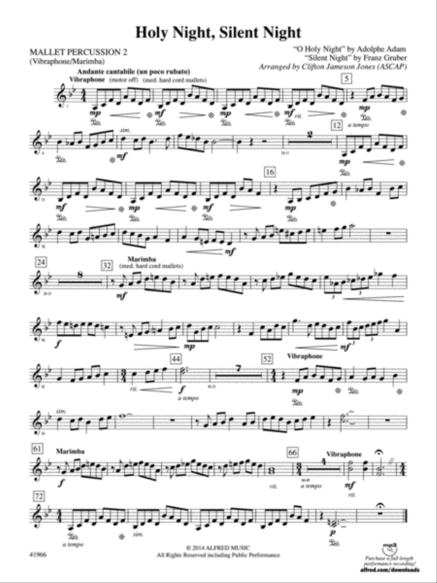 Book cover for Holy Night, Silent Night: 2nd Mallet Percussion