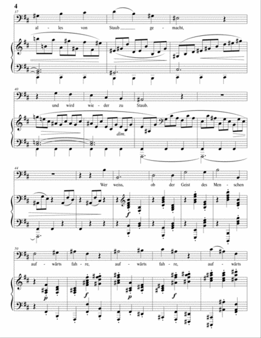 Denn es gehet dem Menschen wie dem Vieh, Op. 121 no. 1 (B minor, bass clef)