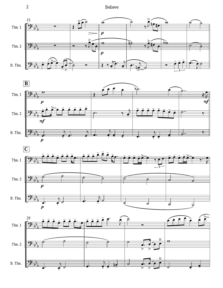 Believe Brass Trio scores gallery preview page 2