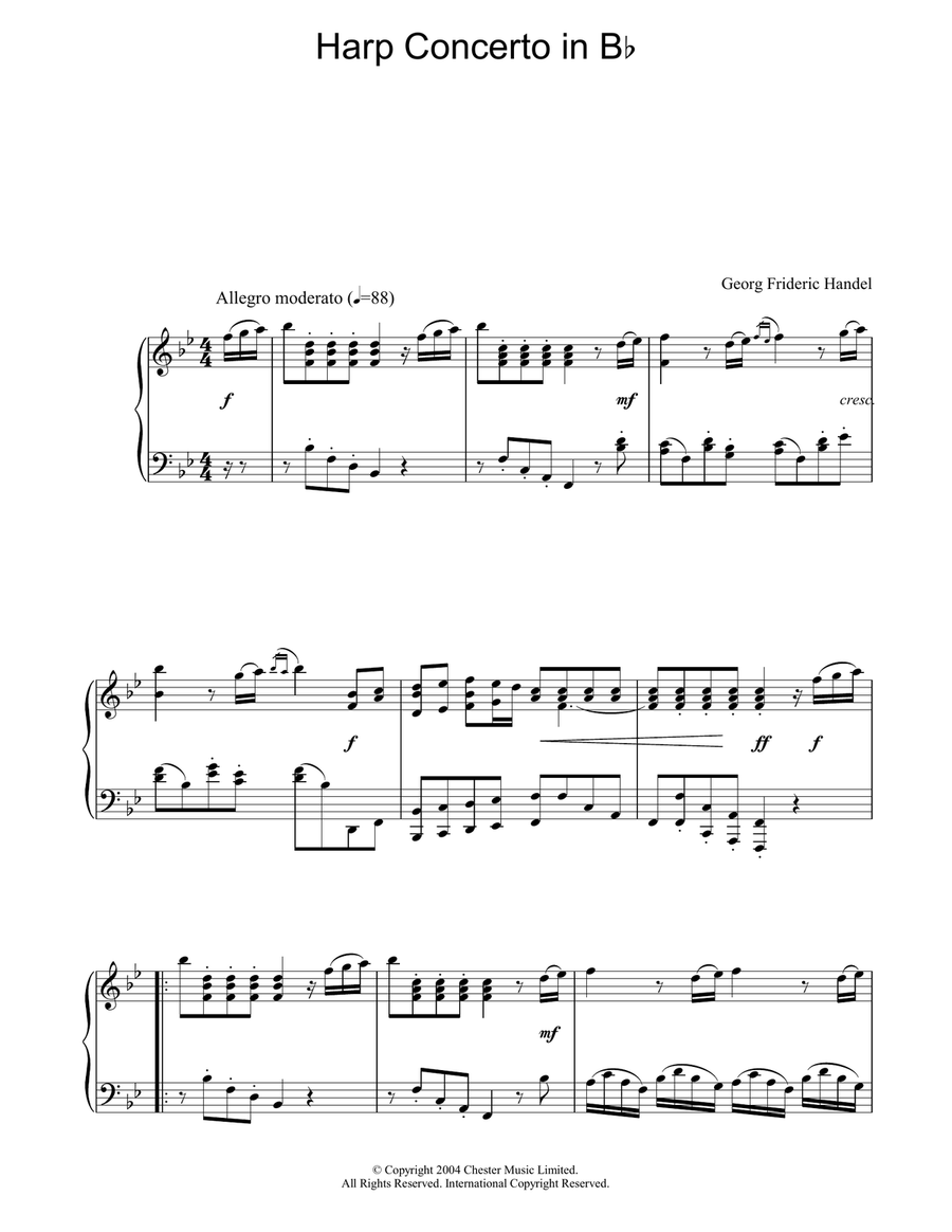 Harp Concerto In Bb Harp scores gallery preview page 1