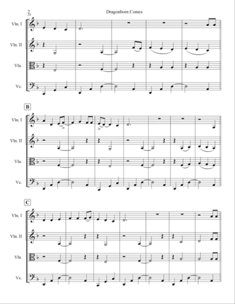 Dragonborn Comes String Quartet scores gallery preview page 2