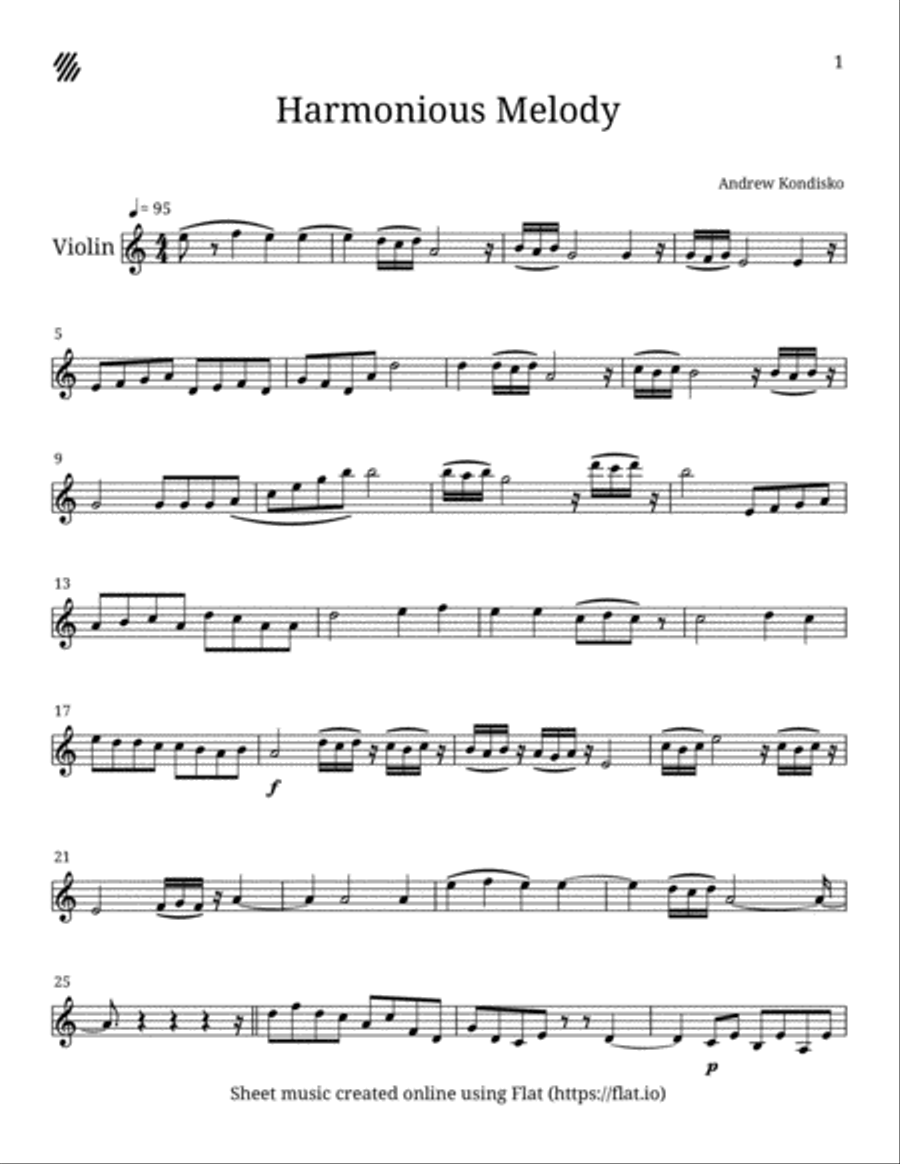 Harmonious Melody Violin Solo scores gallery preview page 1