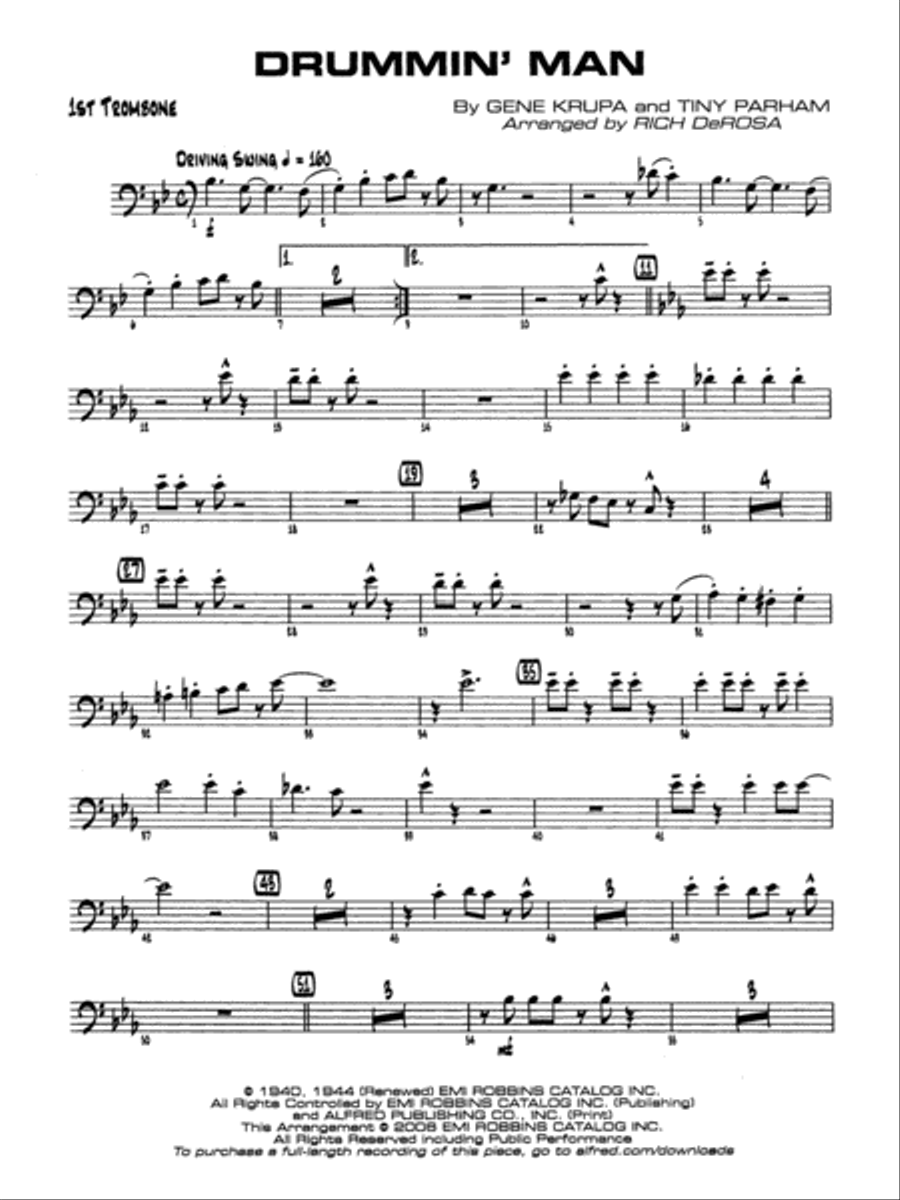 Drummin' Man: 1st Trombone Jazz Ensemble scores gallery preview page 1