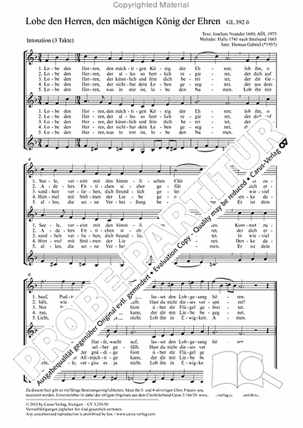 Praise ye, Almighty God, King and our ruler exalted (Lobe den Herren, den machtigen Konig der Ehren)