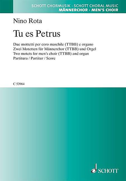 Tu Es Petrus: Two (2) Motets For Men's Choir (ttbb) And Organ