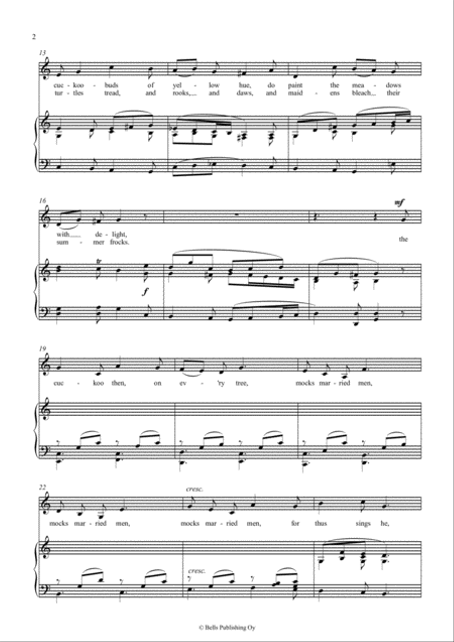 When Daisies Pied (C Major) Voice Solo scores gallery preview page 2