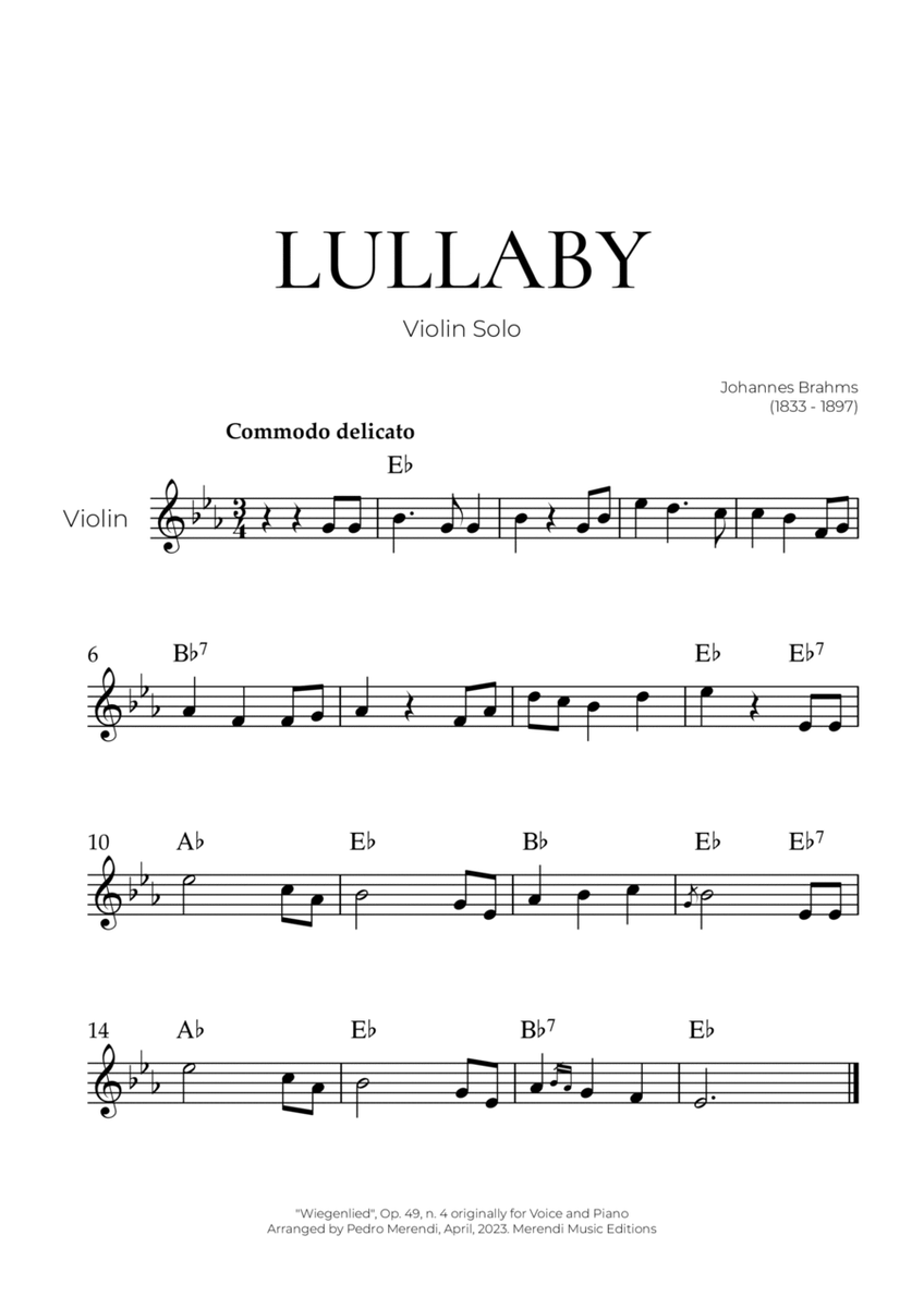Lullaby (Violin Solo) - Johannes Brahms image number null