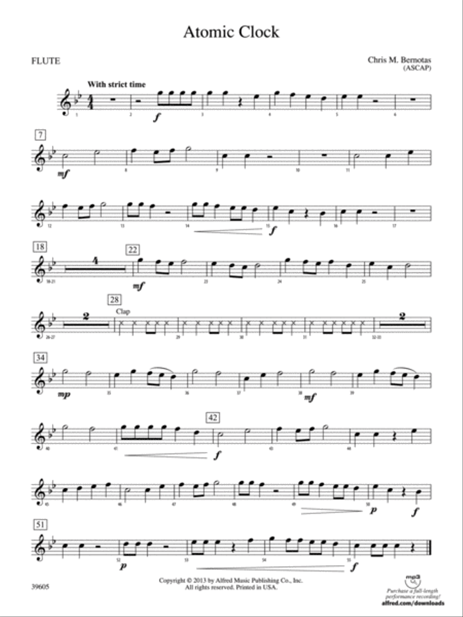 Atomic Clock: Flute Atomic Clock: Flute Concert Band scores gallery preview page 1