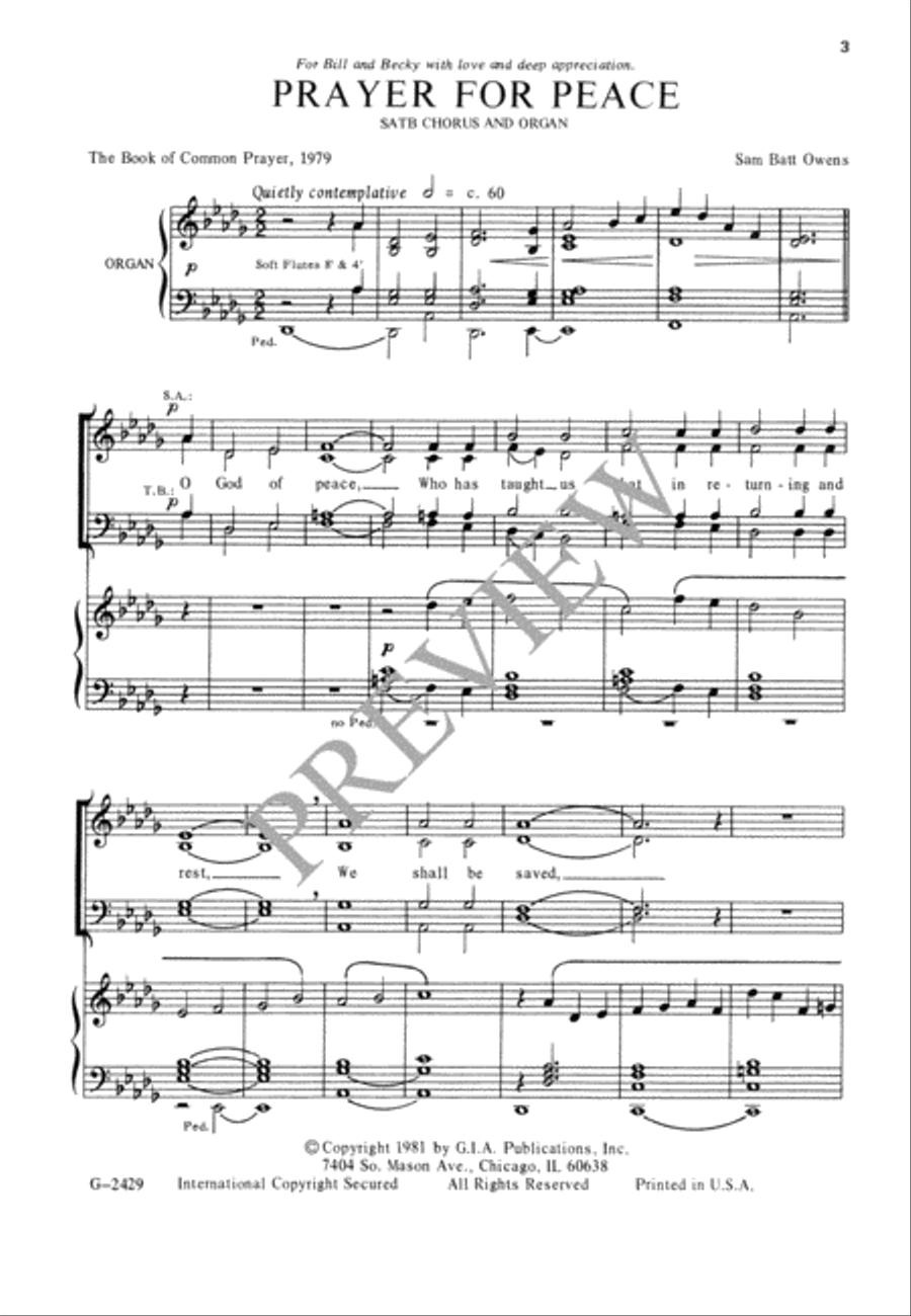 Prayer for Peace 4-Part scores gallery preview page 4