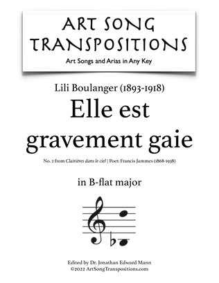 Book cover for BOULANGER: Elle est gravement gaie (transposed to B-flat major)