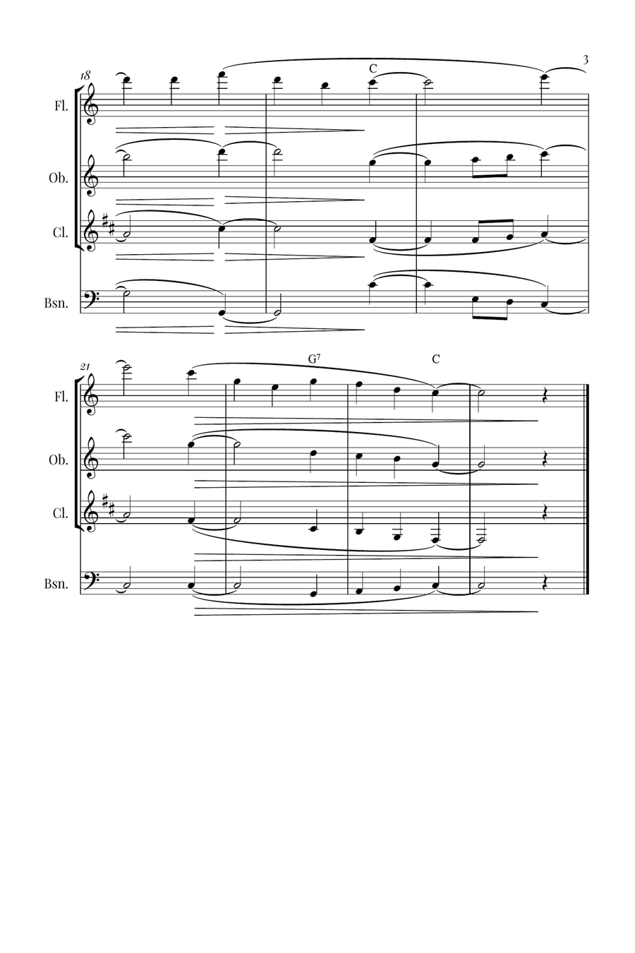 Silent Night Woodwind Quartet scores gallery preview page 3