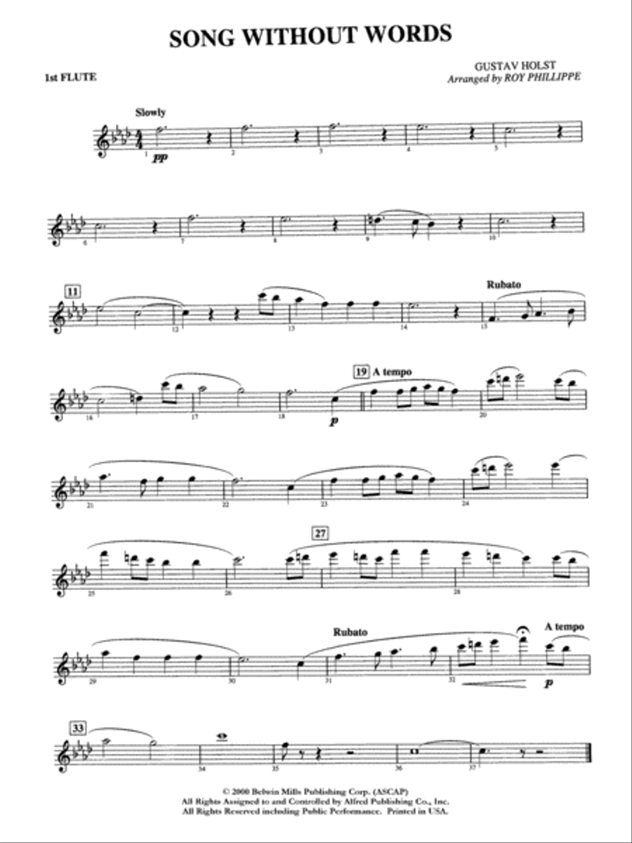 Song without Words: Flute Full Orchestra scores gallery preview page 1