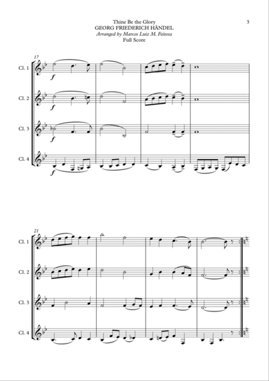 Thine Be the Glory (Maccabeus) - Clarinet Quartet Clarinet Quartet scores gallery preview page 5