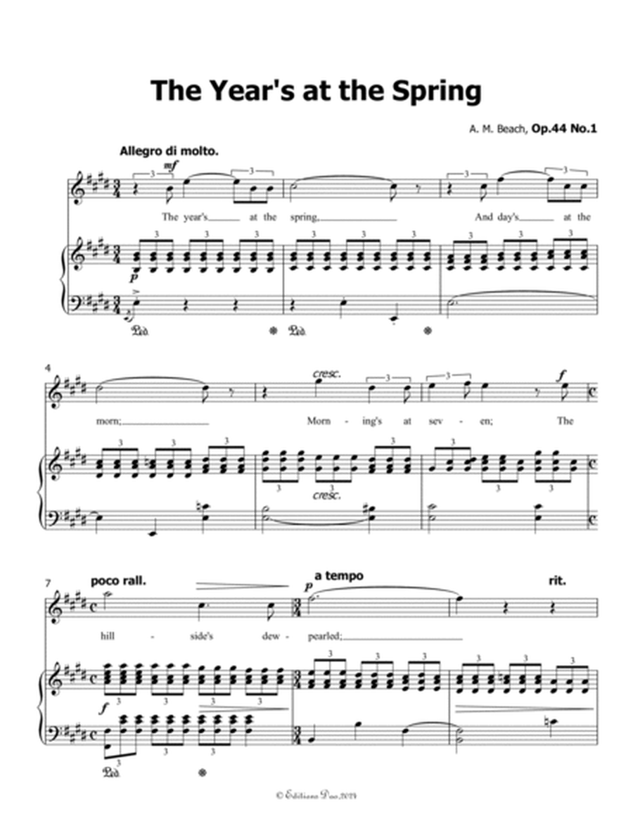 The Year's at the Spring, by A. M. Beach, in E Major