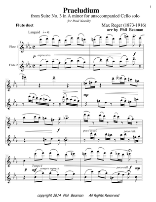 Praeludium - Reger- flute duet