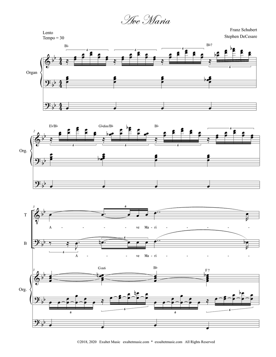 Ave Maria (Spanish Lyrics - for 2-part choir (TB) - High Key - Organ) TB scores gallery preview page 2