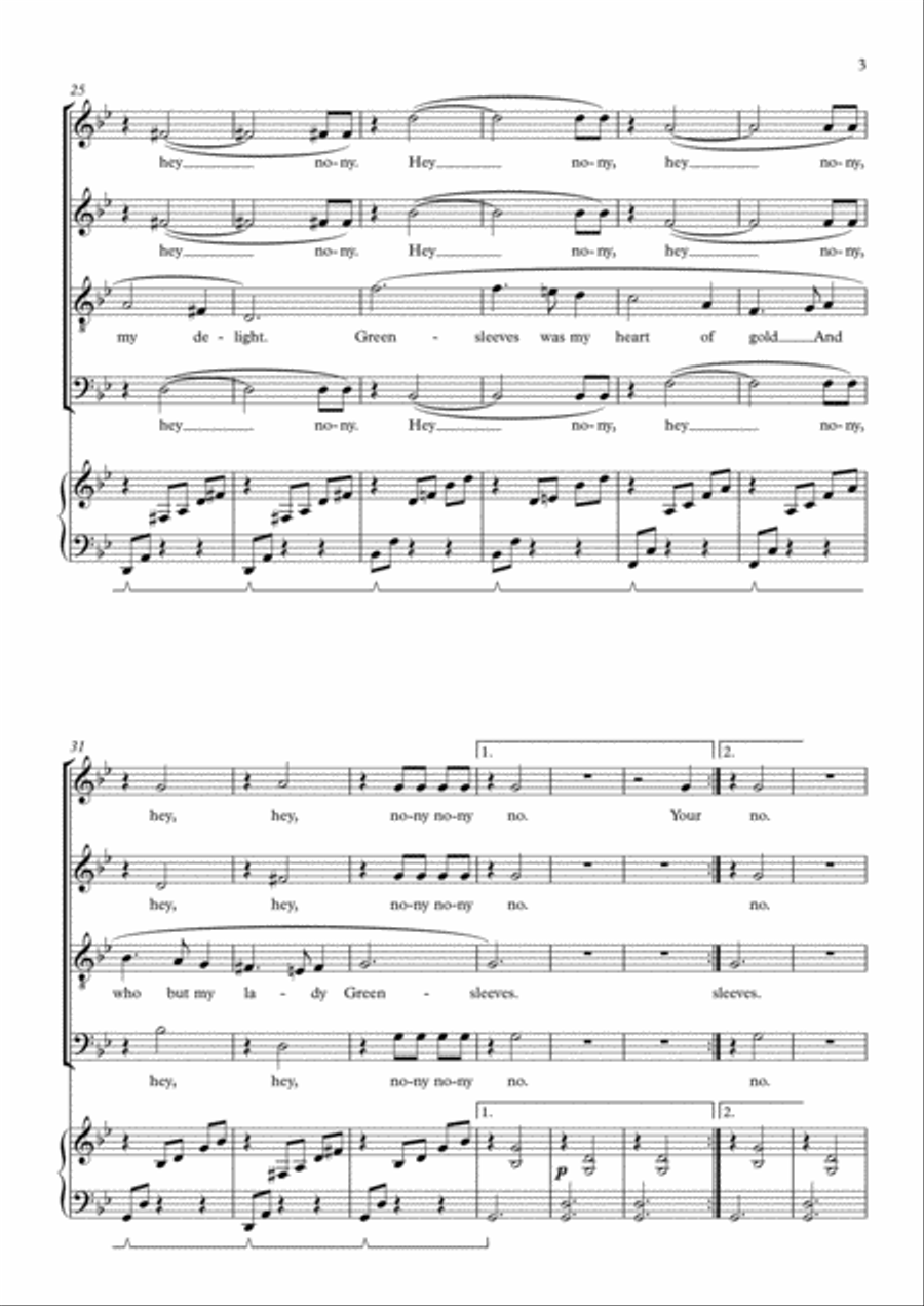 Greensleeves 4-Part scores gallery preview page 3