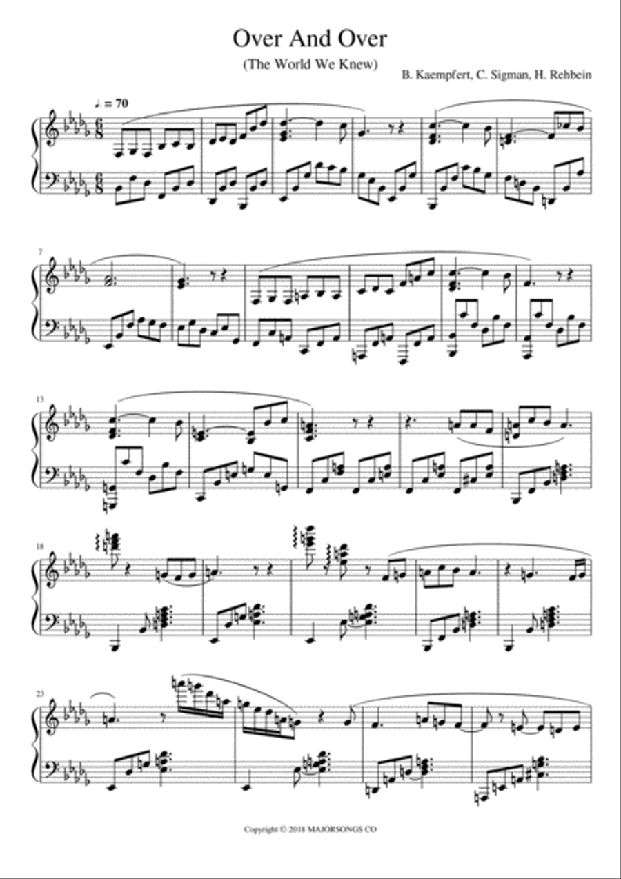 The World We Knew (over And Over) Piano Solo scores gallery preview page 1
