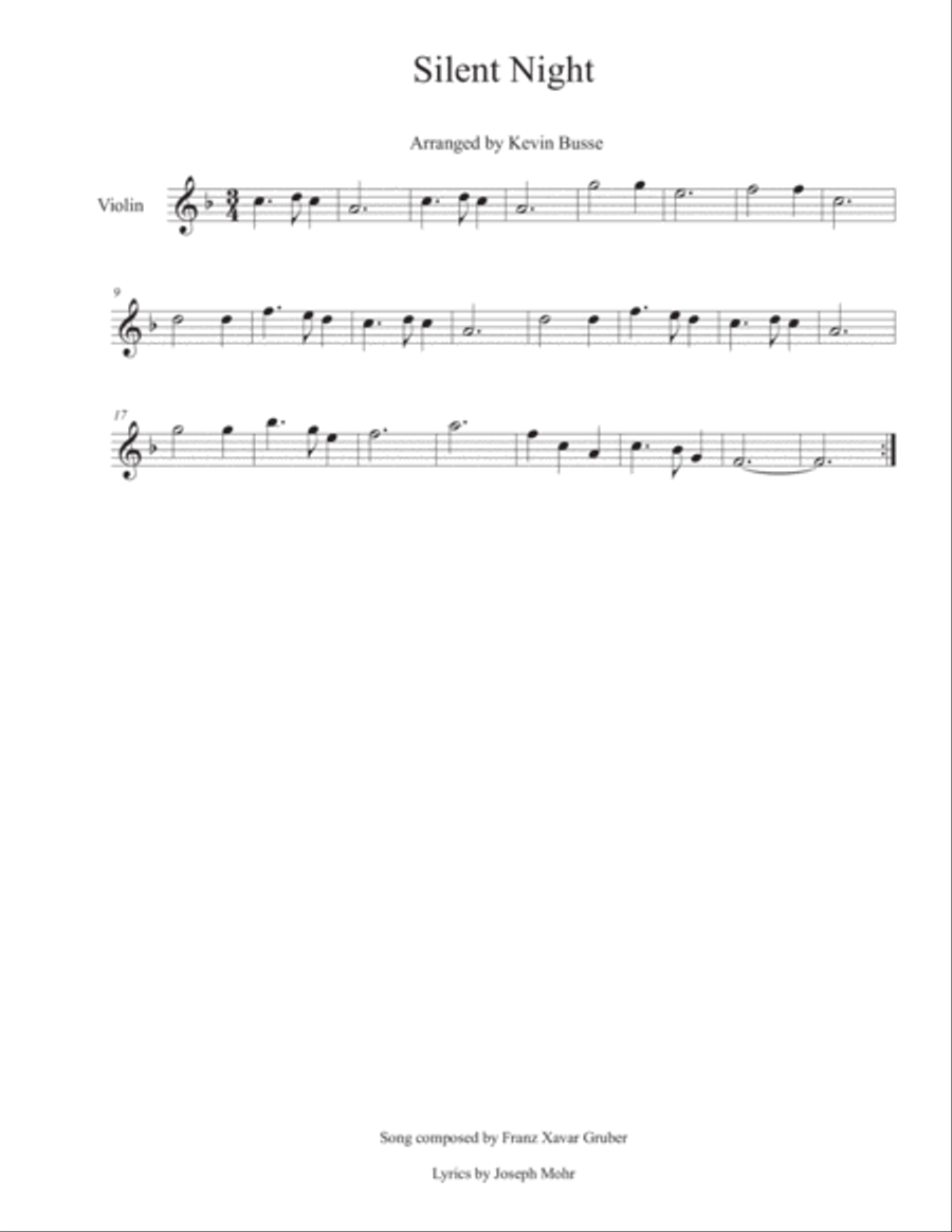 Silent Night - Violin Violin Solo scores gallery preview page 1