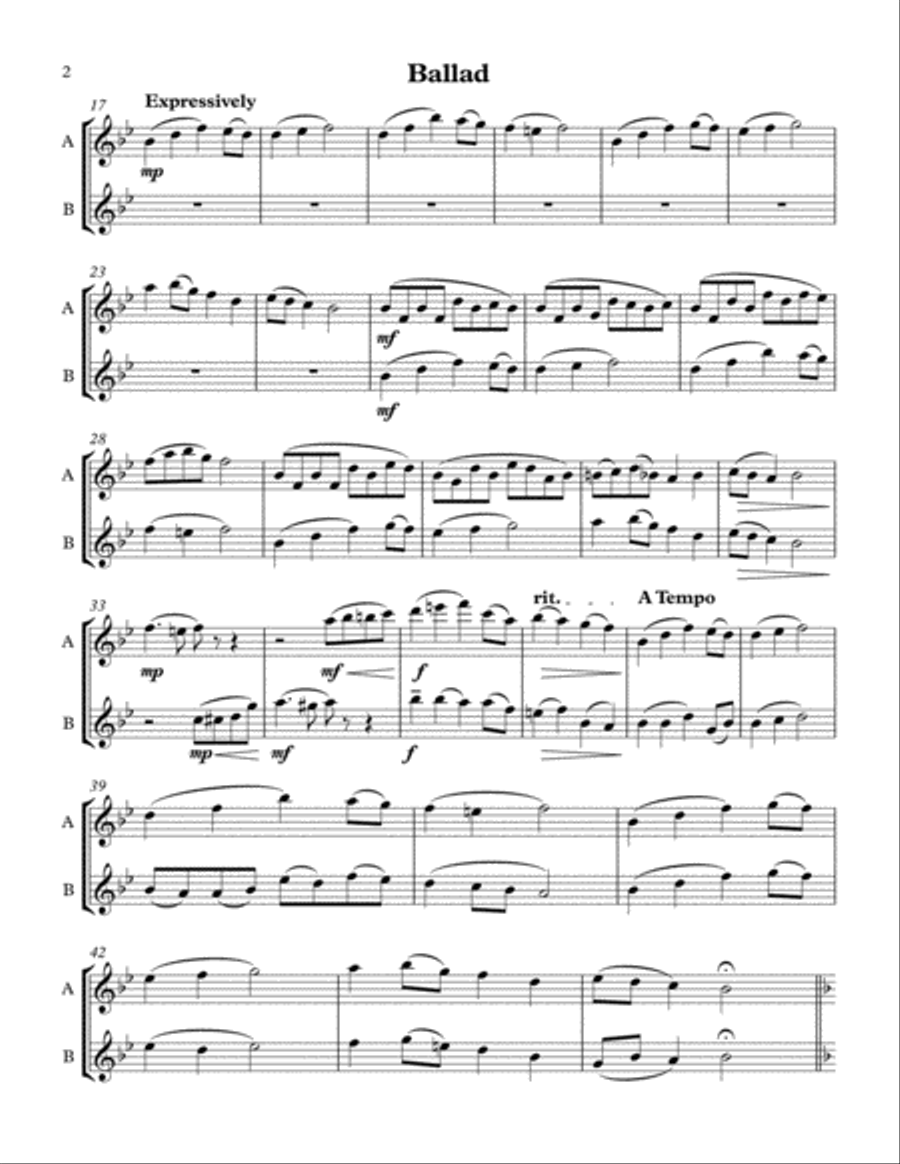 Three Contrasting Duets - For Any Two Wind Instruments (C Transposition - Treble Clef) Woodwind Ensemble scores gallery preview page 3