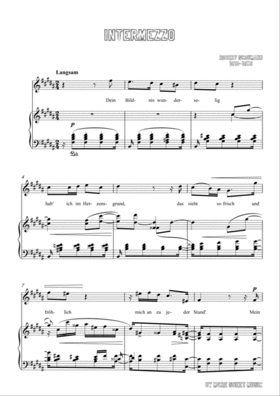 Schumann-Intermezzo in B Major,for Voice and Piano Voice Solo scores gallery preview page 3