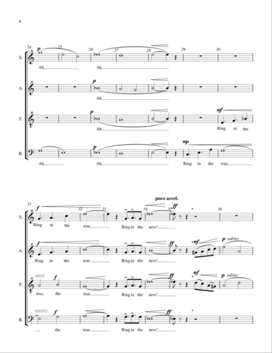 Ring, Happy Bells! for SATB Chorus a cappella 4-Part scores gallery preview page 4