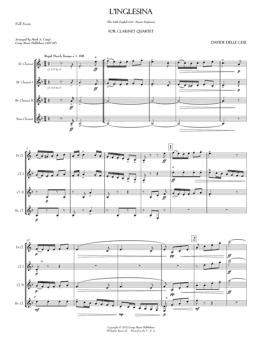 L'Inglesina (The Little English Girl) (CQ) Clarinet Quartet scores gallery preview page 2