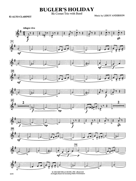 Bugler's Holiday (with Cornet Trio): E-flat Alto Clarinet