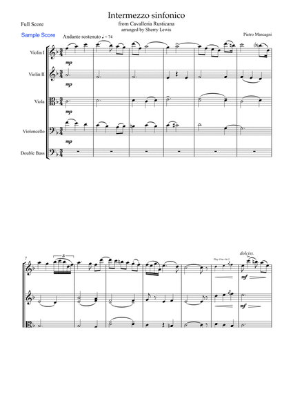 INTERMEZZO SINFONICO from 'Cavalleria Rusticana', Pietro Mascagni, String Orchestra, Intermediate L image number null