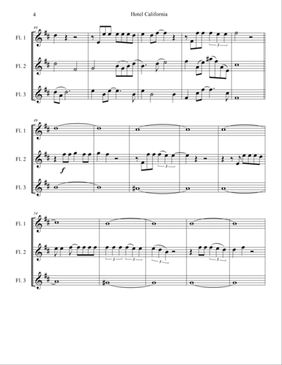 Hotel California - Score Only Woodwind Trio scores gallery preview page 4