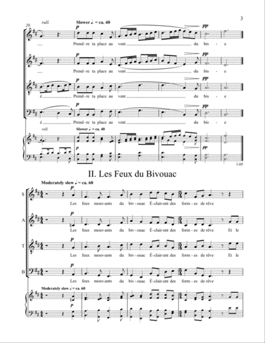 Trois Chansons de Guerre (miniatures sur des poèmes de Guillaume Apollinaire) 4-Part scores gallery preview page 4