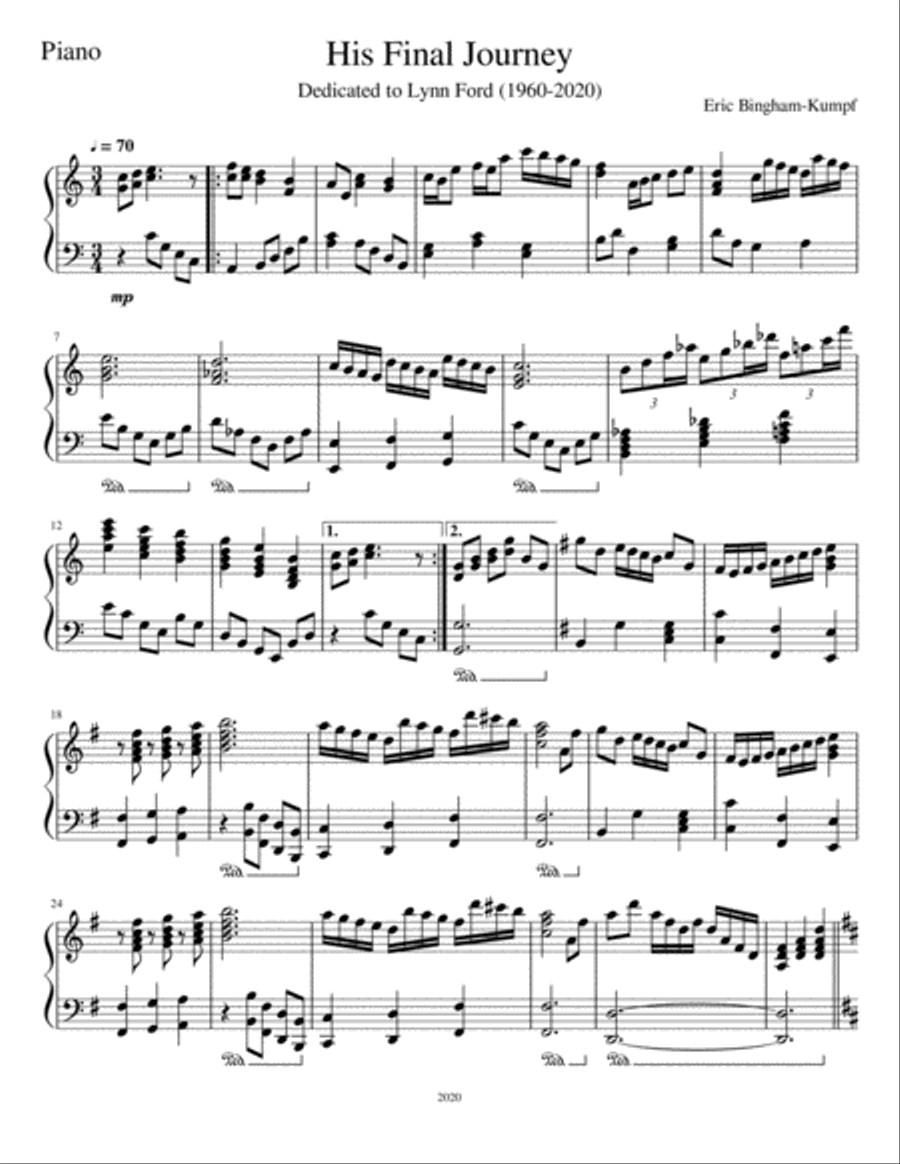 His Final Journey His Final Journey Piano Solo scores gallery preview page 1