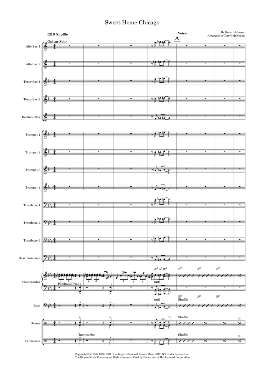 Sweet Home Chicago Saxophone scores gallery preview page 1
