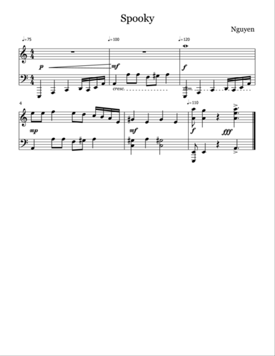 Spooky Spooky Piano Solo scores gallery preview page 1