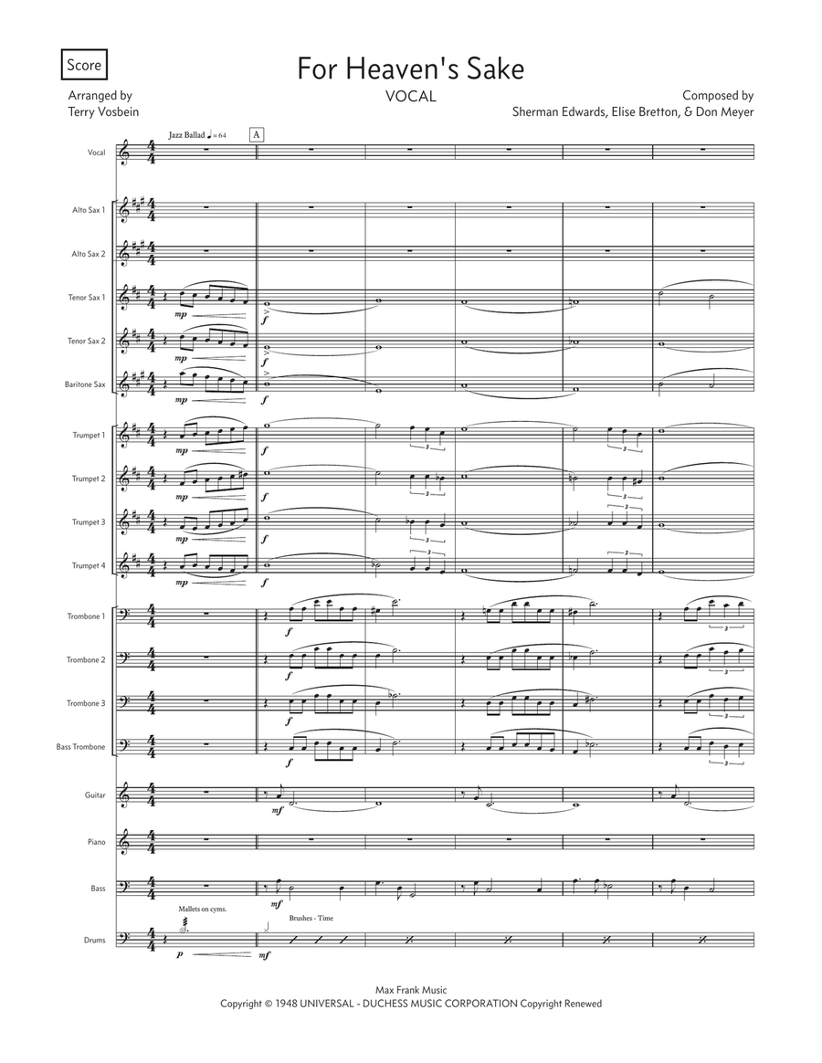 For Heaven's Sake Jazz Ensemble scores gallery preview page 1