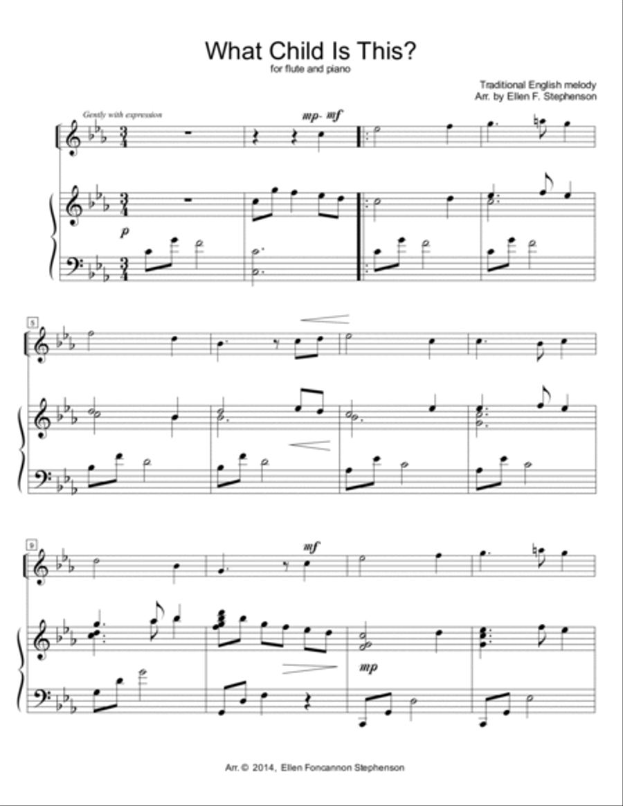 What Child Is This? (for flute and piano) Flute Solo scores gallery preview page 2