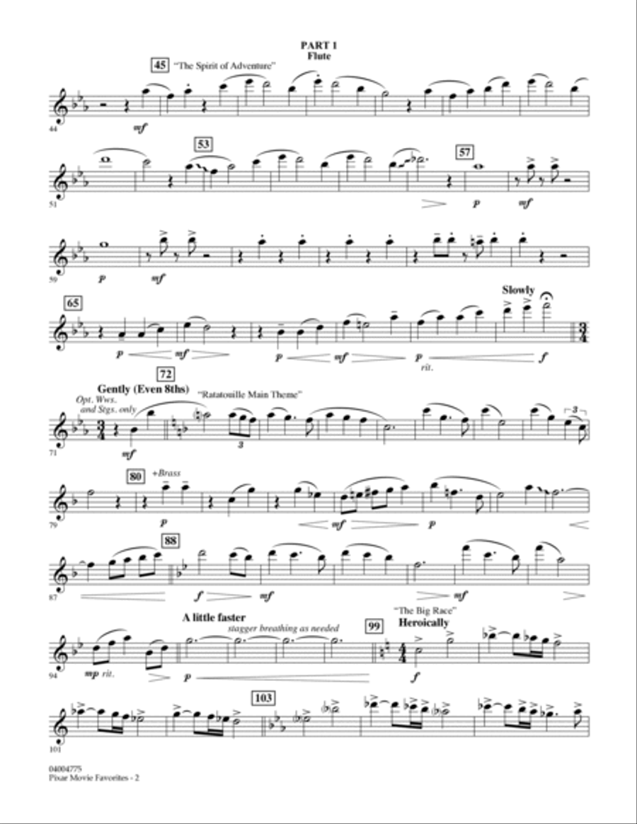 Pixar Movie Favorites - Pt.1 - Flute Concert Band scores gallery preview page 2