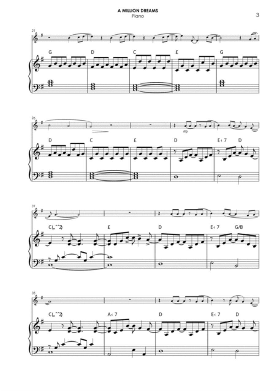 A Million Dreams Piano scores gallery preview page 3