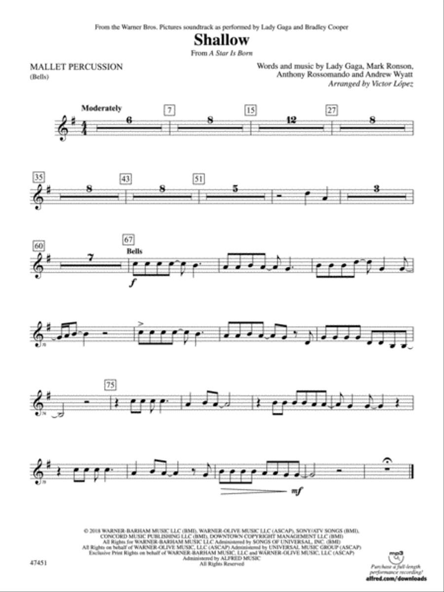 Shallow (from A Star Is Born): Mallets Full Orchestra scores gallery preview page 1