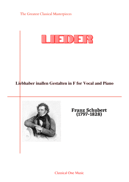 Schubert-Liebhaber in Allen Gestalten in F for Vocal and Piano