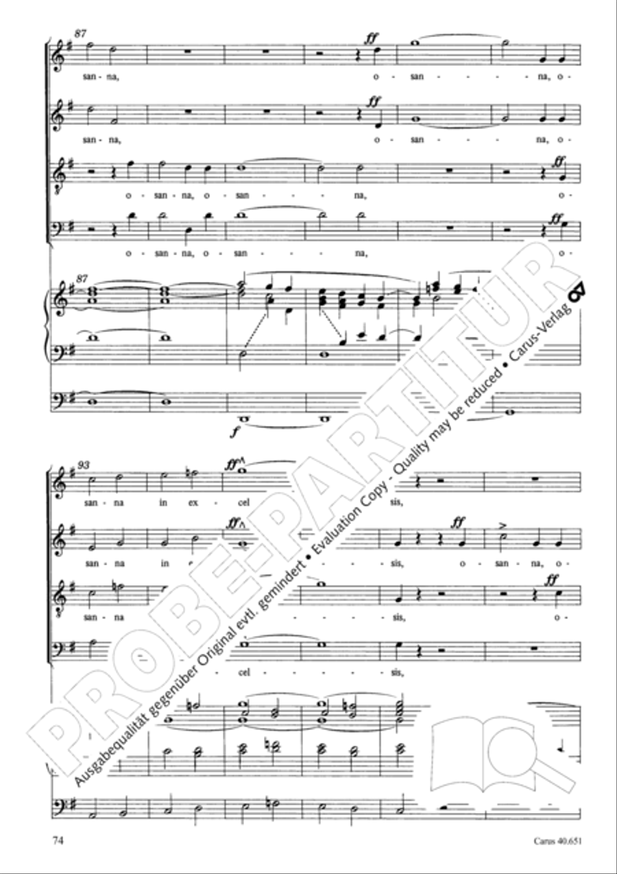 Mass in D Major (Missa in D) 4-Part scores gallery preview page 83
