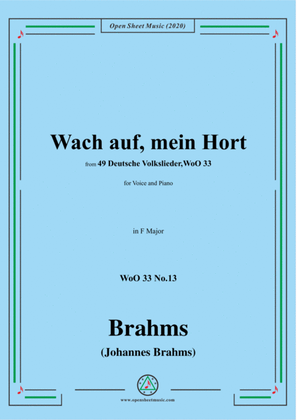Brahms-Wach auf,mein Hort,WoO 33 No.13,in F Major,for Voice and Piano