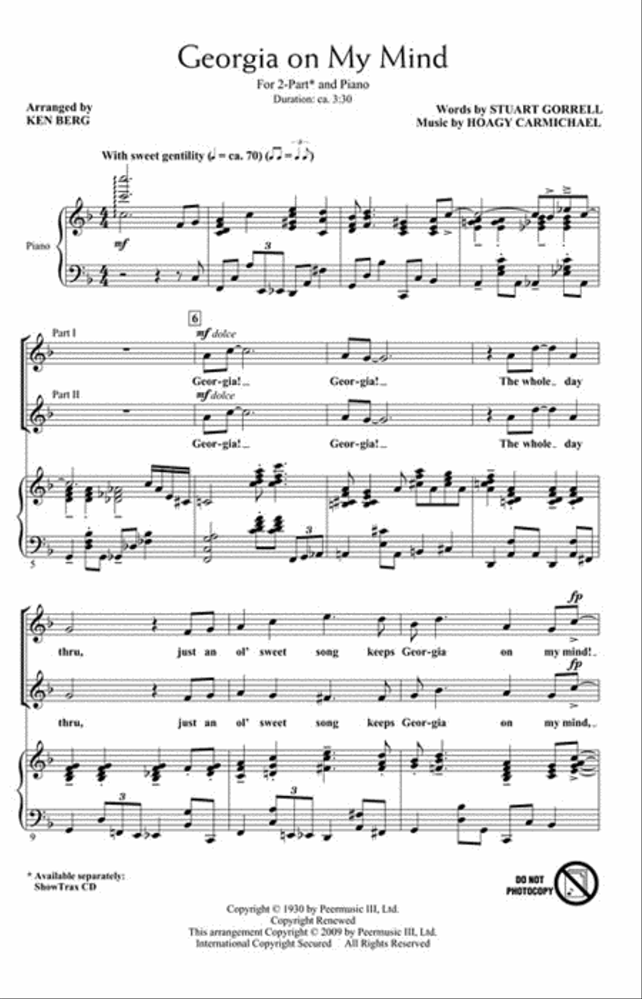 Georgia on My Mind Georgia on My Mind 2-Part scores gallery preview page 2