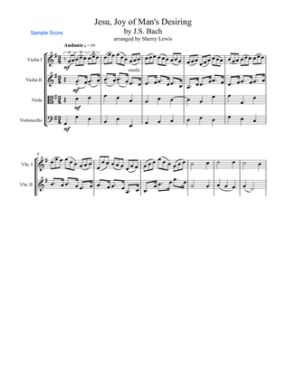 Book cover for JESU, JOY OF MAN'S DESIRING - String Quartet, Intermediate Level of 2 violins, viola and cello