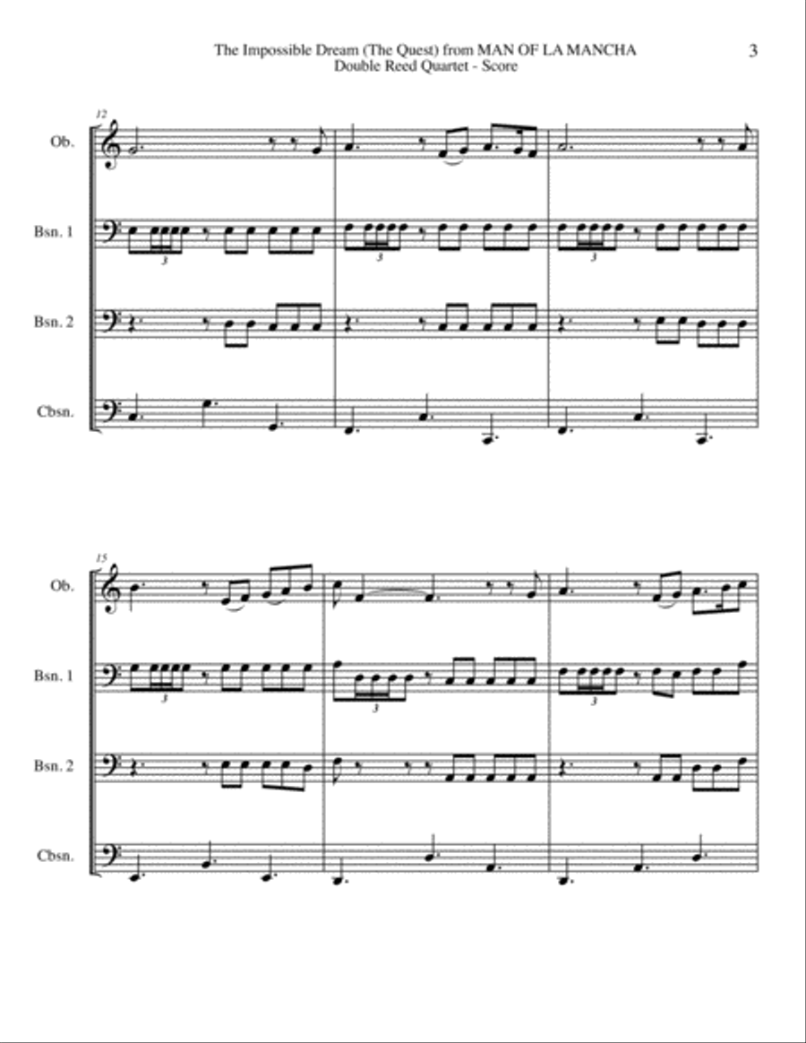 The Impossible Dream Woodwind Quartet scores gallery preview page 3