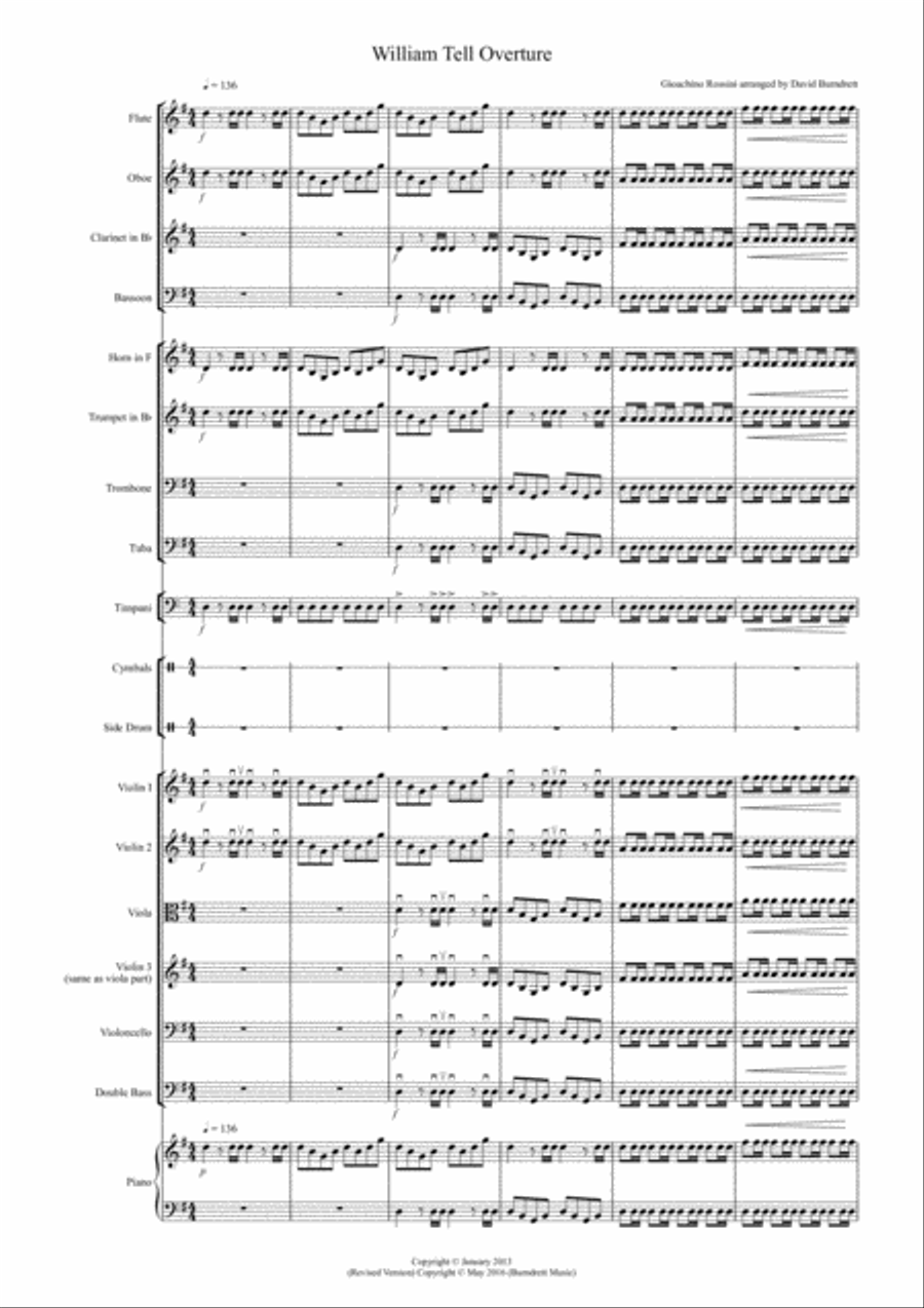 William Tell Overture for School Orchestra Full Orchestra scores gallery preview page 1