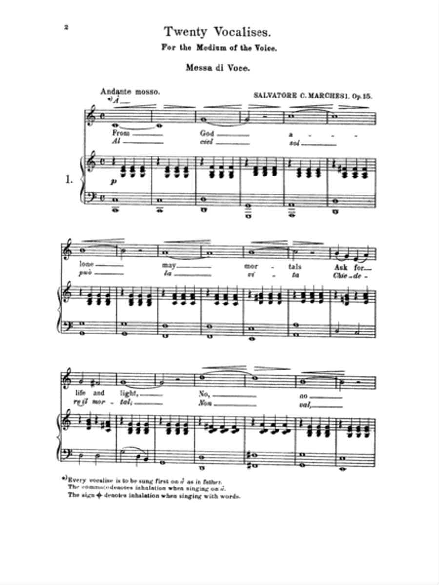 Twenty Elementary and Progressive Vocalises, Op. 15