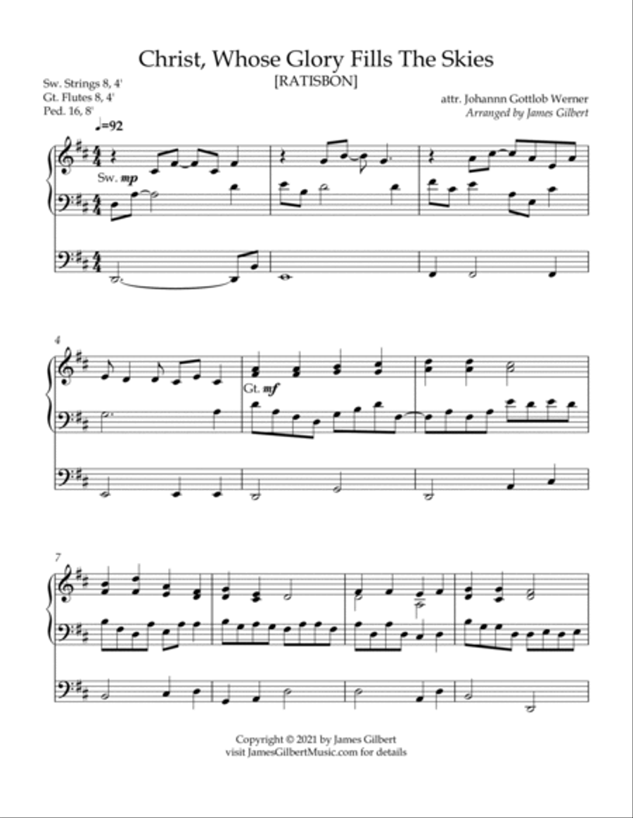 Christ, Whose Glory Fills The Skies Organ Solo scores gallery preview page 2
